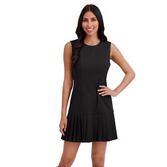 Women's London Times Sleeveless Pleat Skirt Short Dress