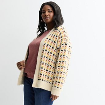 Plus Size Farmers Market Patterned Cardigan Sweater