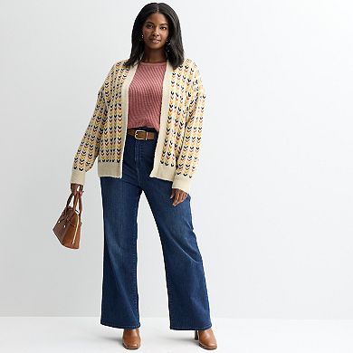 Plus Size Farmers Market Patterned Cardigan Sweater