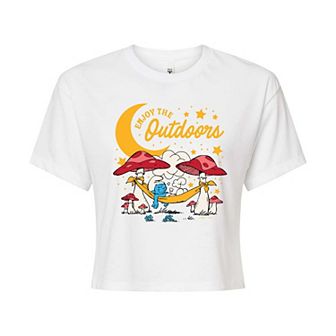 Juniors' Smurfs Enjoy The Outdoors Cropped Tee