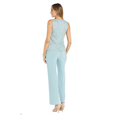 Petite R&M Richards 3-Piece Festival With Hologram Sequin Duster Pant Set