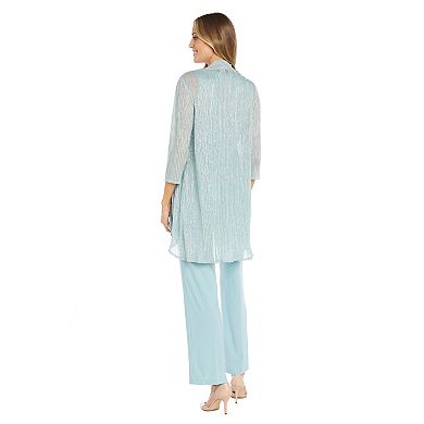 Petite R&M Richards 3-Piece Festival With Hologram Sequin Duster Pant Set
