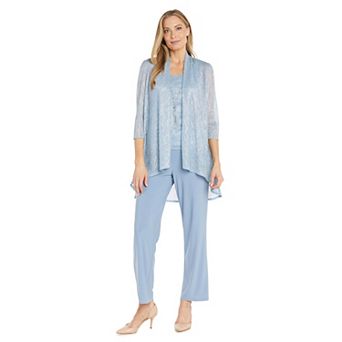 Petite R&M Richards 3 pc Festival With Hologram Sequin Duster Pant Set