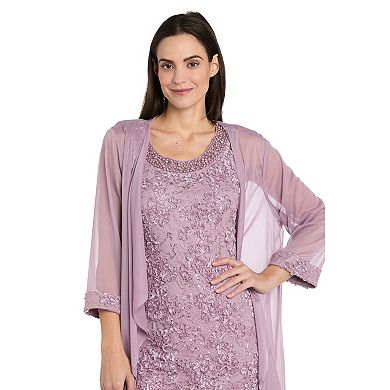 Petite R&M Richards 2-pc. Beaded Neck Detail Soutache Lace Jacket Dress