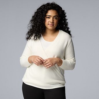 Plus Size Simply Vera Vera Wang Cashmere Blend 4-Way Wrap Cardigan