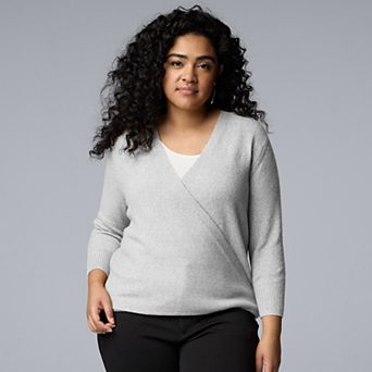 Plus Size Simply Vera Vera Wang Cashmere Blend 4-Way Wrap Cardigan