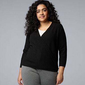 Plus Size Simply Vera Vera Wang Cashmere Blend 4-Way Wrap Cardigan