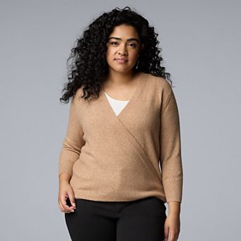 Plus Size Simply Vera Vera Wang Cashmere Blend 4-Way Wrap Cardigan