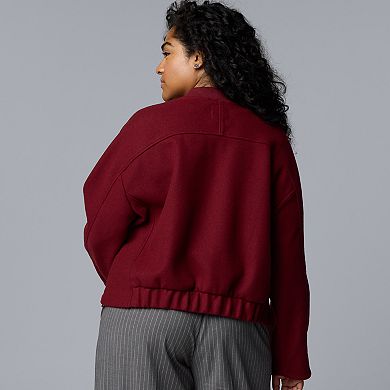 Plus Size Simply Vera Vera Wang Structured Knit Bomber Jacket