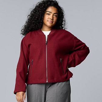 Plus Size Simply Vera Vera Wang Structured Knit Bomber Jacket