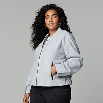 Plus Size Simply Vera Vera Wang Structured Knit Bomber Jacket