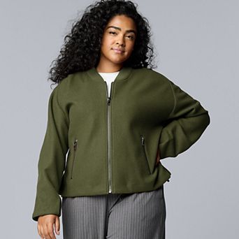Plus Size Simply Vera Vera Wang Structured Knit Bomber Jacket