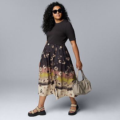 Plus Size Simply Vera Vera Wang Mixed Media Maxi Dress
