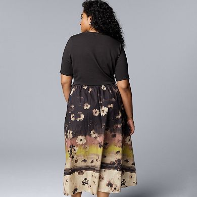Plus Size Simply Vera Vera Wang Mixed Media Maxi Dress