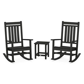 POLYWOOD Outdoor Estate Rocking Chair 3 pc Set with Long Island Side Table