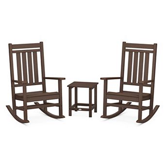 POLYWOOD Outdoor Estate Rocking Chair 3 pc Set with Long Island Side Table
