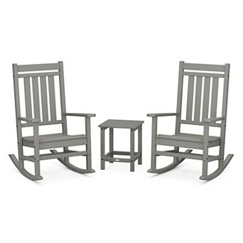 POLYWOOD Outdoor Estate Rocking Chair 3 pc Set with Long Island Side Table