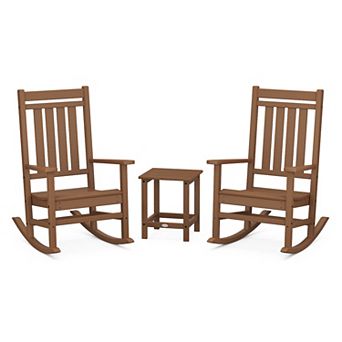POLYWOOD Outdoor Estate Rocking Chair 3 pc Set with Long Island Side Table