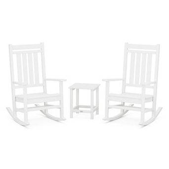POLYWOOD Outdoor Estate Rocking Chair 3 pc Set with Long Island Side Table
