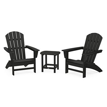 POLYWOOD Outdoor Nautical Adirondack Chair 3 pc Set with South Beach Side Table