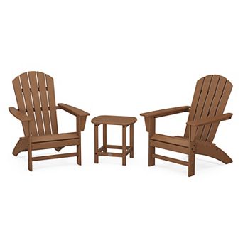 POLYWOOD Outdoor Nautical Adirondack Chair 3 pc Set with South Beach Side Table