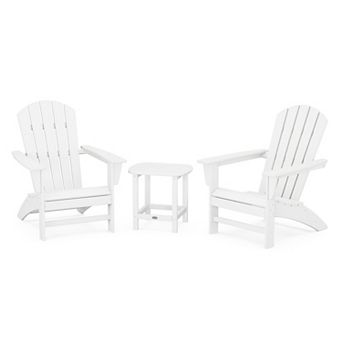 POLYWOOD Outdoor Nautical Adirondack Chair 3 pc Set with South Beach Side Table