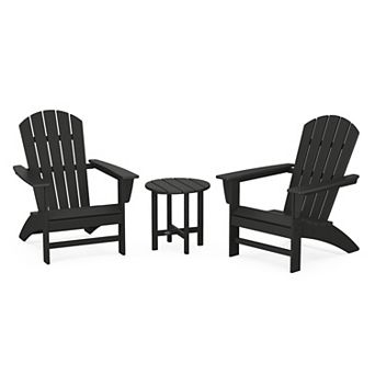 POLYWOOD Outdoor Nautical Adirondack Chair 3 pc Set with Side Table