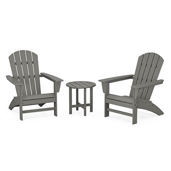 POLYWOOD Outdoor Nautical Adirondack Chair 3 pc Set with Side Table
