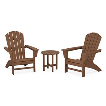 POLYWOOD Outdoor Nautical Adirondack Chair 3 pc Set with Side Table