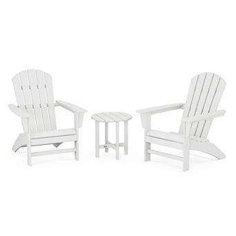 POLYWOOD Outdoor Nautical Adirondack Chair 3 pc Set with Side Table