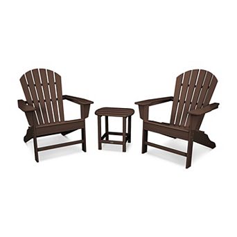 POLYWOOD Outdoor South Beach Adirondack Chair 3 pc Set with Side Table