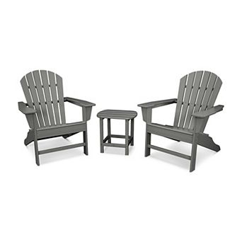 POLYWOOD Outdoor South Beach Adirondack Chair 3 pc Set with Side Table