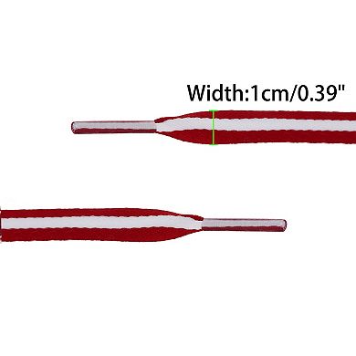2 Pairs Color Block Colorful Stripe Canvas Flat Shoelace Shoe Laces Strings 90cm/35.43"
