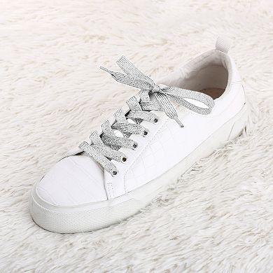 1 Pair Glitter Metallic Shimmery Flat Sneakers Shoelaces Strings 70.87"