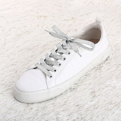 1 Pair Glitter Shiny Metallic Shimmery Flat Sneakers Shoelaces Shoe Laces Strings 110cm/43.31"