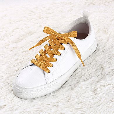 1 Pair Glitter Shiny Metallic Shimmery Flat Sneakers Shoelaces Shoe Laces Strings 120cm/47.24"