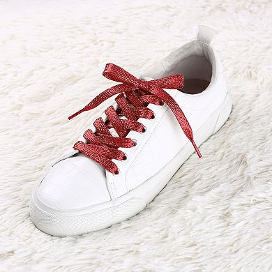 1 Pair Glitter Shiny Metallic Shimmery Flat Sneakers Shoelaces Shoe Laces Strings 110cm/43.31"