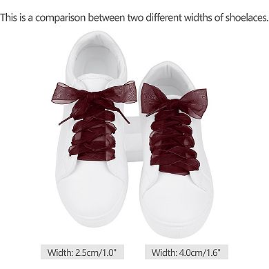 2 Pairs Flat Shoelaces 2.5cm Wide Transparent Shoe Laces for Sneakers 110cm/43.31"