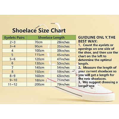 Chart Eyelet Boot Laces Length Shoelace Length Chart Eyelet Shoe