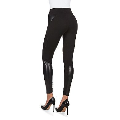 Alluring Moto Pleather Accent Shaping Leggings