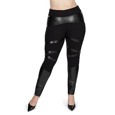 Alluring Moto Pleather Accent Shaping Leggings