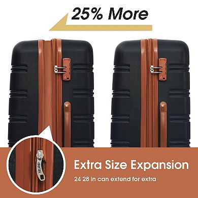 Merax 3 Piece Luggage Set Hardside Spinner Suitcase with TSA Lock 20" 24' 28" Available