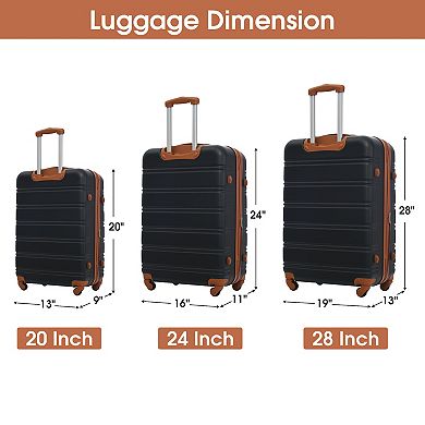 Merax 3 Piece Luggage Set Hardside Spinner Suitcase with TSA Lock 20" 24' 28" Available