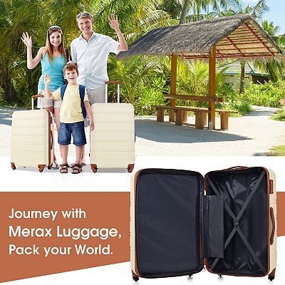 Merax 3 Piece Luggage Set Hardside Spinner Suitcase with TSA Lock