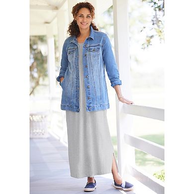 Woman Within Plus Size Perfect Short-Sleeve Scoopneck Maxi Tee Dress