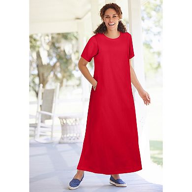 Woman Within Plus Size Perfect Short-Sleeve Scoopneck Maxi Tee Dress
