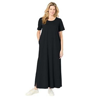 Woman Within Plus Size Perfect Short-Sleeve Scoopneck Maxi Tee Dress