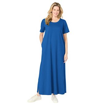 Woman Within Plus Size Perfect Short-Sleeve Scoopneck Maxi Tee Dress