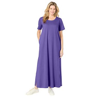 Woman Within Plus Size Perfect Short-Sleeve Scoopneck Maxi Tee Dress