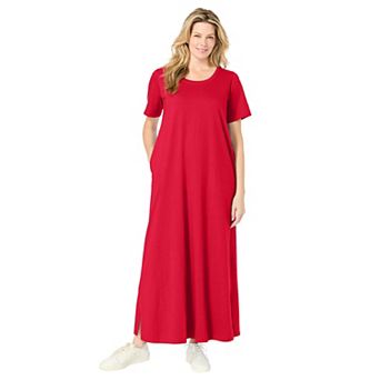 Woman Within Plus Size Perfect Short-Sleeve Scoopneck Maxi Tee Dress